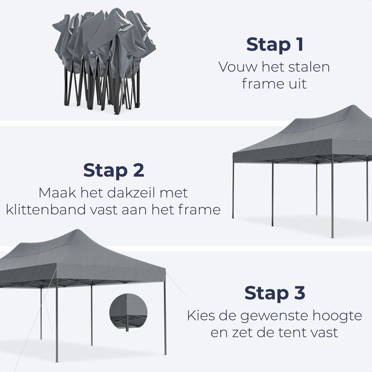 Tente de réception - LifeGoods - Étanche - Sac de transport à roulettes - 3x6 m - Gris foncé