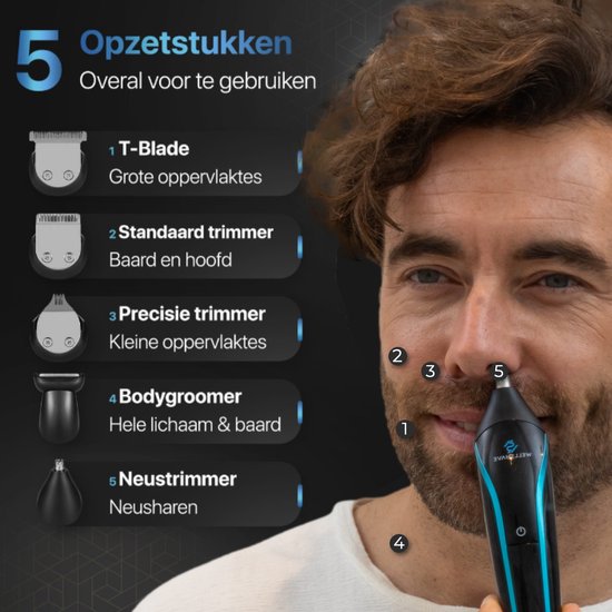 Wellshave 5 in 1 Beard Trimmer Men V2 - Tondeuse barbe et corps - Body trimmer men - Bodygroomer men
