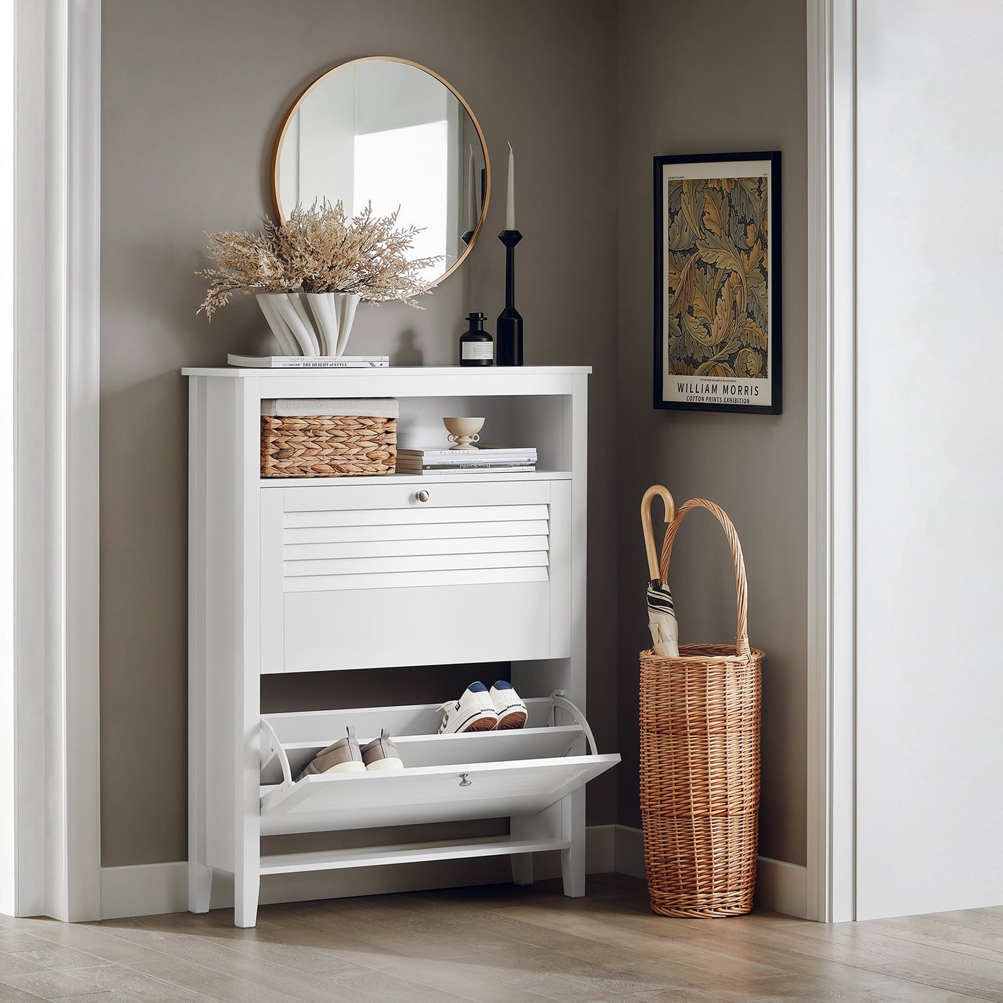SoBuy Meuble à chaussures - 2 abattants - classique - 80 x 25 x 108 cm - blanc