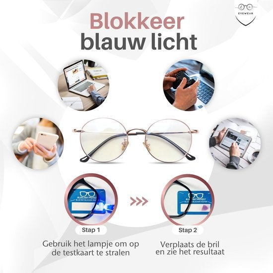 LC Eyewear Lunettes d'ordinateur - Lunettes à lumière bleue - Lunettes à lumière bleue - Lunettes d'affichage - Métal - Unisexe - Or rose