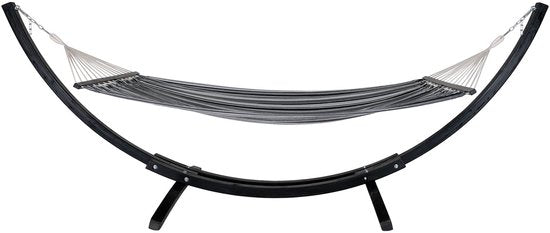 Hamac Tripoli avec armature en mélèze - 320 cm - coton et polyester - gris/noir