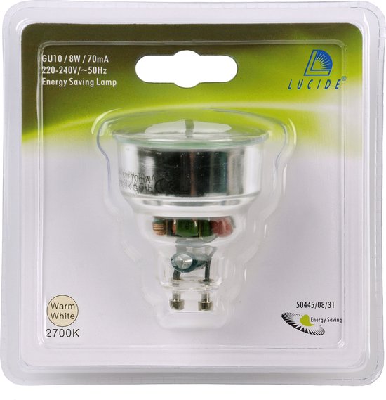 Lucide CFL BULB - Ampoule économique - Ø 5 cm - GU10 - 1x8W 2700K - Blanc