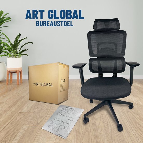 Chaise de bureau ergonomique ArtGlobal® - réglable - soutien lombaire - inclinable à 125°