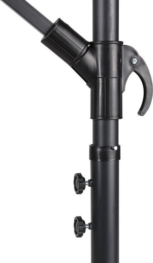 909 OUTDOOR Parasol suspendu vert foncé 2,5 m de haut, Parasol de jardin avec armature et housse en acier, Parasol avec manivelle et fonction d'inclinaison, Diamètre 300 cm