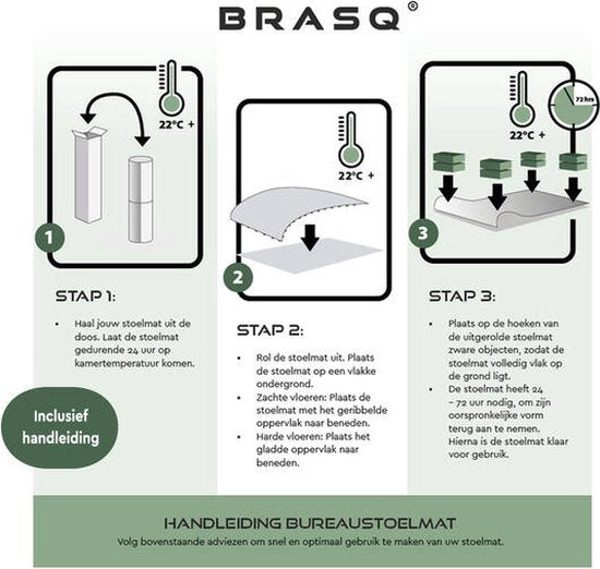 BRASQ Tapis de chaise de bureau CM200 - Transparent - 120x150 cm - PVC de haute qualité - Protection des sols durs