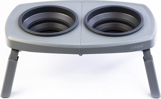 Colapz 2 x gamelles pliables pour chiens - Gamelles pliables pour chiens - Gamelle à eau sur pied pour chiens - Gamelle surélevée pliable - Gris - Camping avec son chien