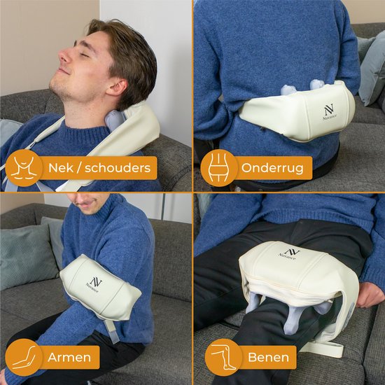 Nuvance - Coussin de massage pour les bras, le dos et les jambes Blanc