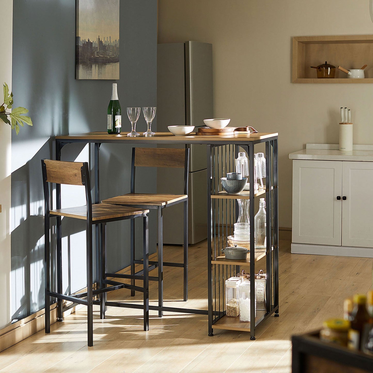SoBuy Tabourets de bar set de 2 - Max 120 kg - 39 x 41 x 95cm - Bois