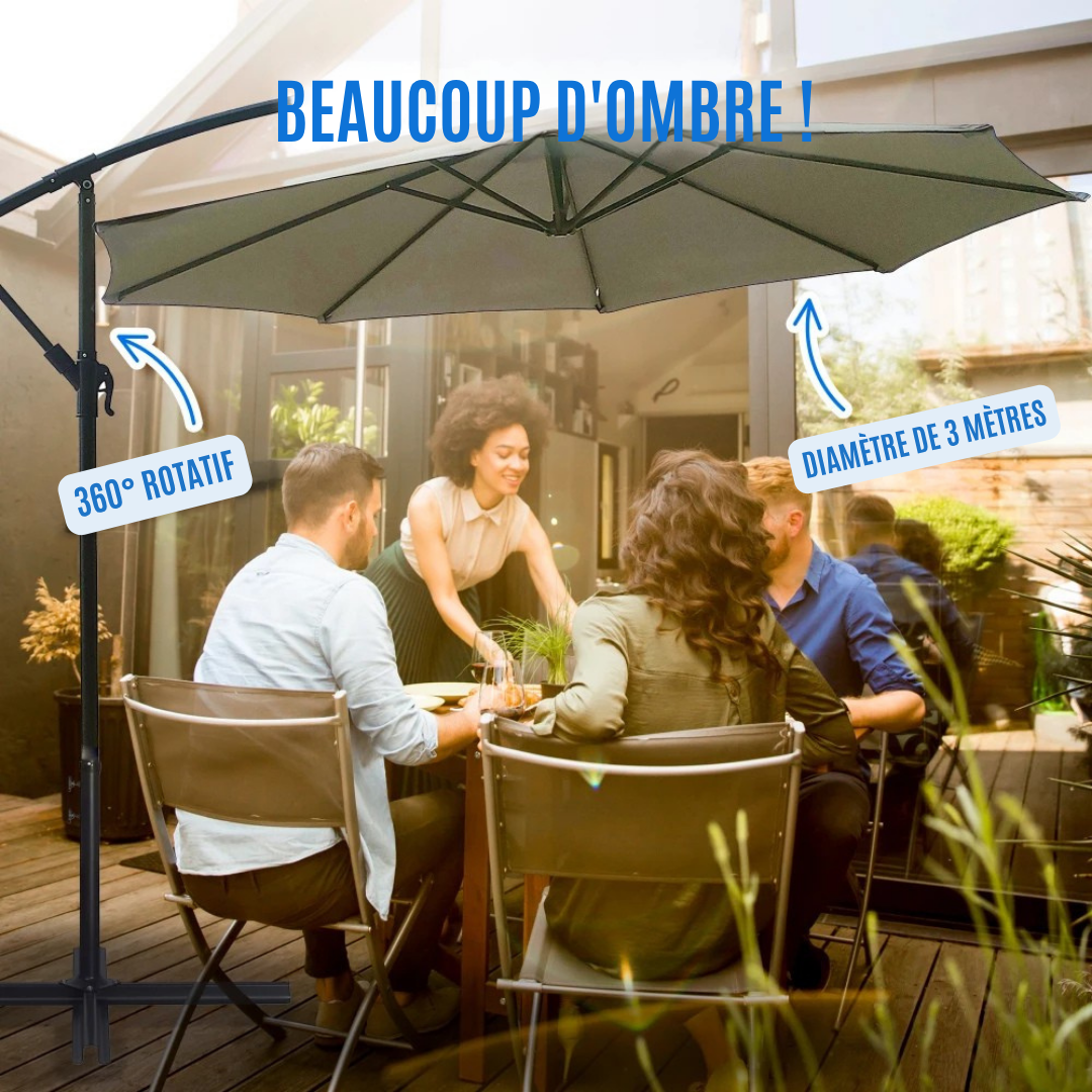 Parasol Lifa garden - Rotation 360° - ø300cm - Hauteur 250 cm - Gris