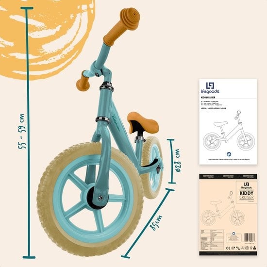 LifeGoods KiddyCruiser Draisienne Enfants Vélo Bébé sans Pédales - 2 ans - Garçons et filles - Vert Menthe