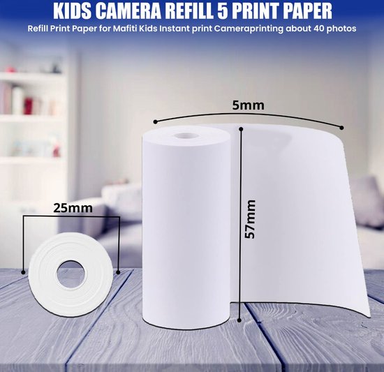 K&L Appareil photo à impression instantanée Pack 5 rouleaux d'impression - Recharge - appareil photo pour enfants - impression instantanée