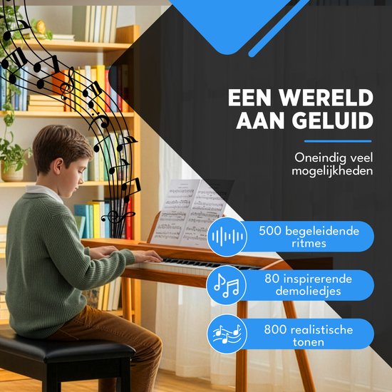 Finesse Digital Piano - 88 touches lestées - avec pédales et tabouret - Piano à clavier - Piano électrique - adulte et enfant