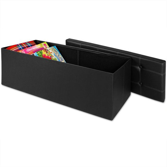Banc de rangement Casaria - 115x40x40cm 131L Faux cuir - Noir