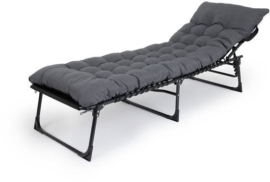 909 Chaise longue d'extérieur Premium avec coussin confortable - Dossier réglable - 189x59x30cm - Capacité de charge maximale : 110KG