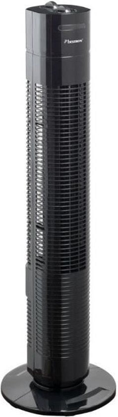Bestron Ventilateur de tour, Ventilateur avec 3 vitesses et fonction de rotation de 75°, minuterie incluse, hauteur : 78 cm, 35W, AFT760Z, couleur : noir