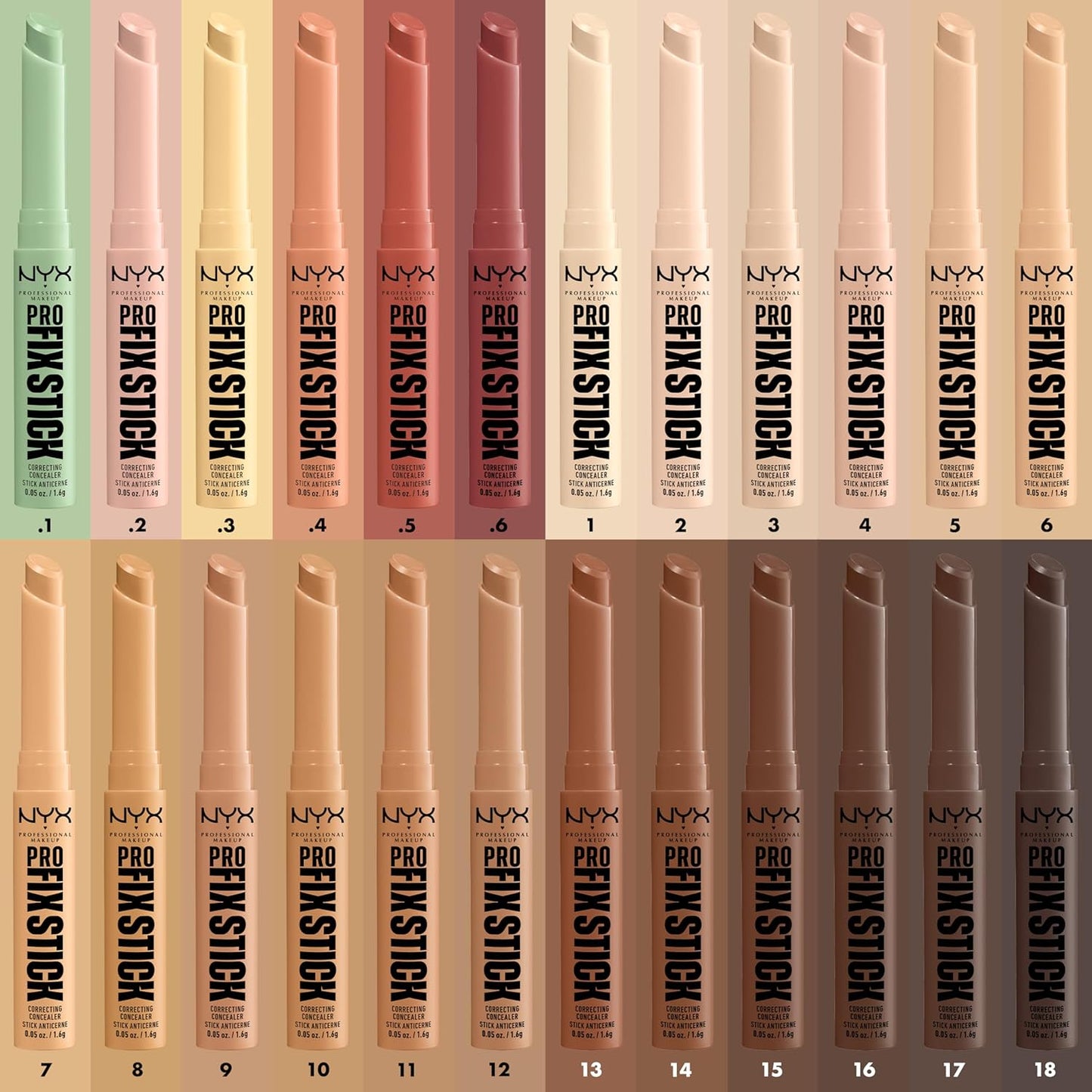 Nyx Professional Makeup Stick correcteur Pro Fix 12H - Nutmeg - Formule vegan - 11 cm