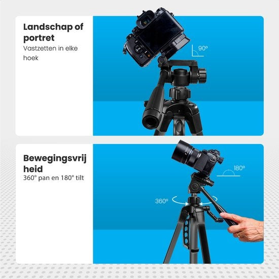 Auronic Tripod - Appareil photo ou téléphone - Trépied avec support pour smartphone - Noir