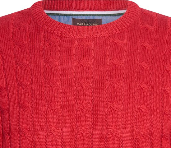 Cappuccino Italia - Pull homme Adria Cable - Rouge - Taille M