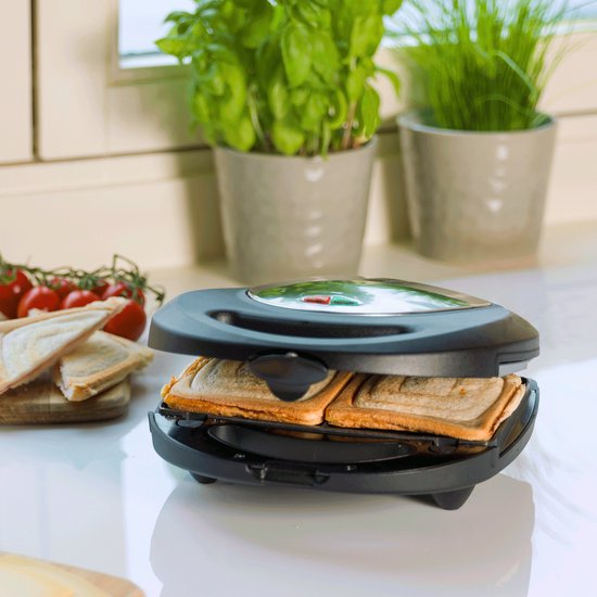 Appareil à croque-monsieur Bestron - ASM8010 - 760 W - 3-en-1 : croque-monsieur, gaufres et grillades - Revêtement antiadhésif - Gris - Garantie 5 ans