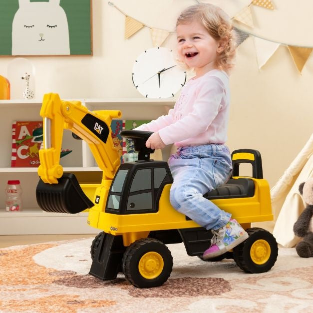 Coast Toy excavateur pour enfants - Véhicule de construction avec godet rotatif - 1-3 ans - Maximum 25KG - Jaune