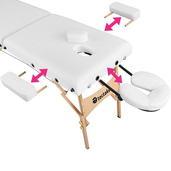 tectake® - Table de massage Table de traitement - matelas de 7,5 cm de haut + coussins roulants et sac de transport - divan de traitement - sac de rangement inclus - pliable