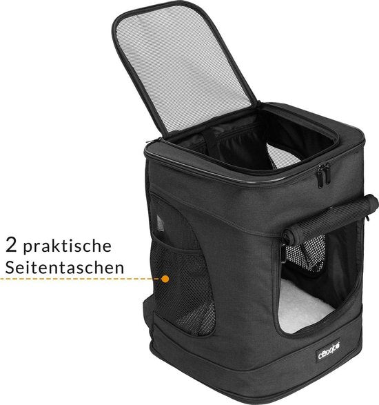 Sac à dos pour chien Cadoca - jusqu'à 12 kg portage confortable réglable - noir