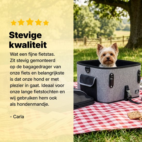 Panier pour chien Jake et Jacky - Panier pour chien à l'arrière du vélo - Panier pour chien à vélo - Siège auto pour chien - Petits chiens (max. 12 kg) - 35 x 30 x 31 cm