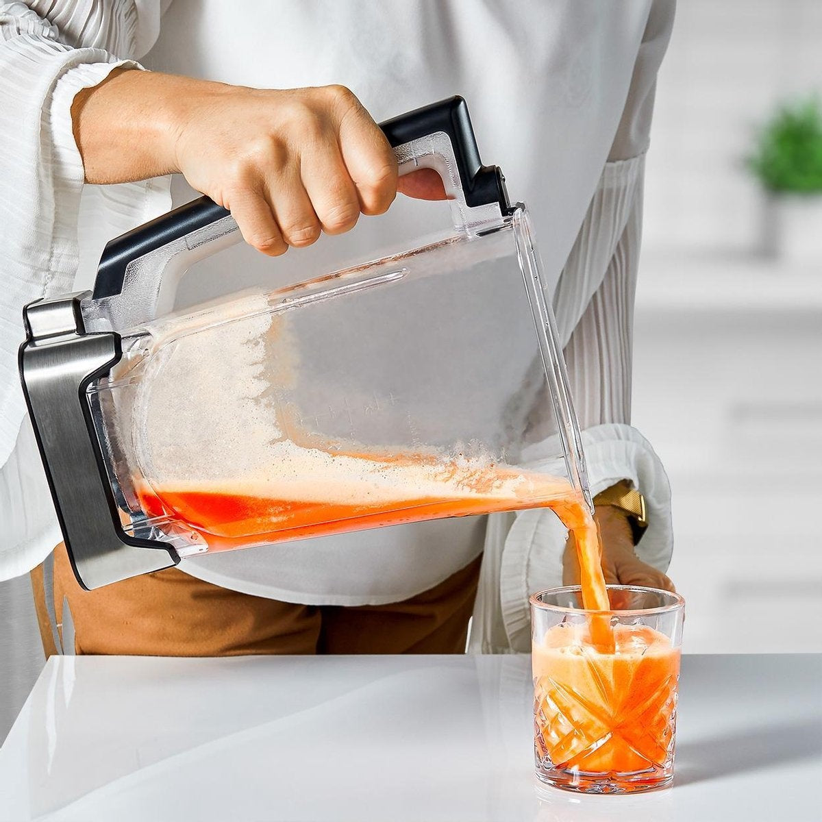 Blender - KitchenBrothers - Mixeur - 2000W - 2L - Machine à smoothie- 8 niveaux/4 vitesses - Acier inoxydable