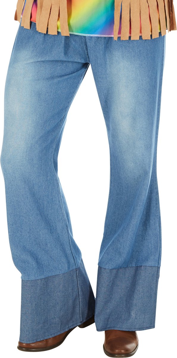 Dressforfun - Costume homme Hippie Peace - T-shirt en jersey élastique, pantalon à pattes d'éléphant, gilet à franges et bandeau - Taille XL