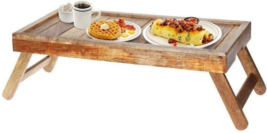Table de lit/plateau de petit déjeuner - bois de manguier - 74 x 31 x 21 cm