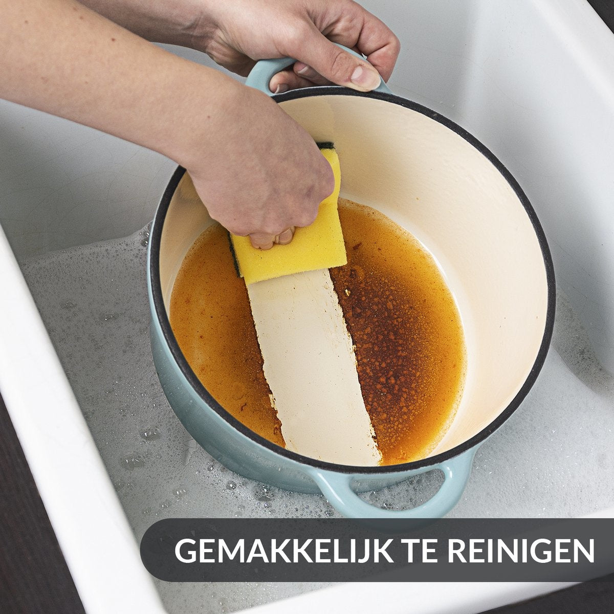 Chefarone Poêle en fonte - Casserole - Couvercle inclus - Convient à toutes les sources de chaleur - Émaillée - Bleu