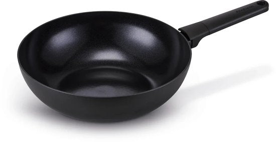 Poêle à wok Brabantia NERO - Ø 30 cm - 100 % sans PFAS - 100 % recyclée - Revêtement antiadhésif en céramique - Compatible avec l'induction