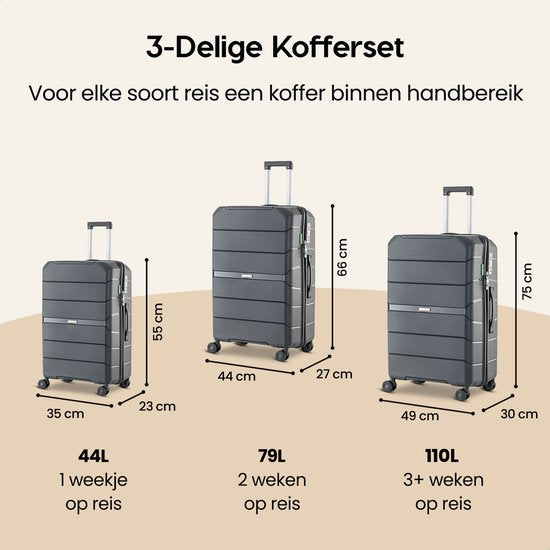 SKYCASES Urban Adventurer - Grande valise de voyage - Serrure à chiffres - 49x30x75cm - 110L - Valise de voyage avec serrure de valise - Roues pivotantes - Anthracite V2