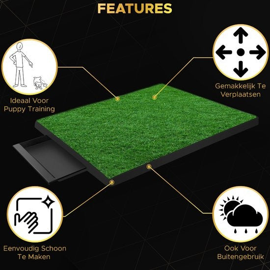 Toivo Dog Toilet Artificial Grass - Black - Odour Repellent - 62 x 49 x 6.6 CM - Dog Toilet Outdoor - Sleep Training Dog - Puppy Pads - Animal Toilet