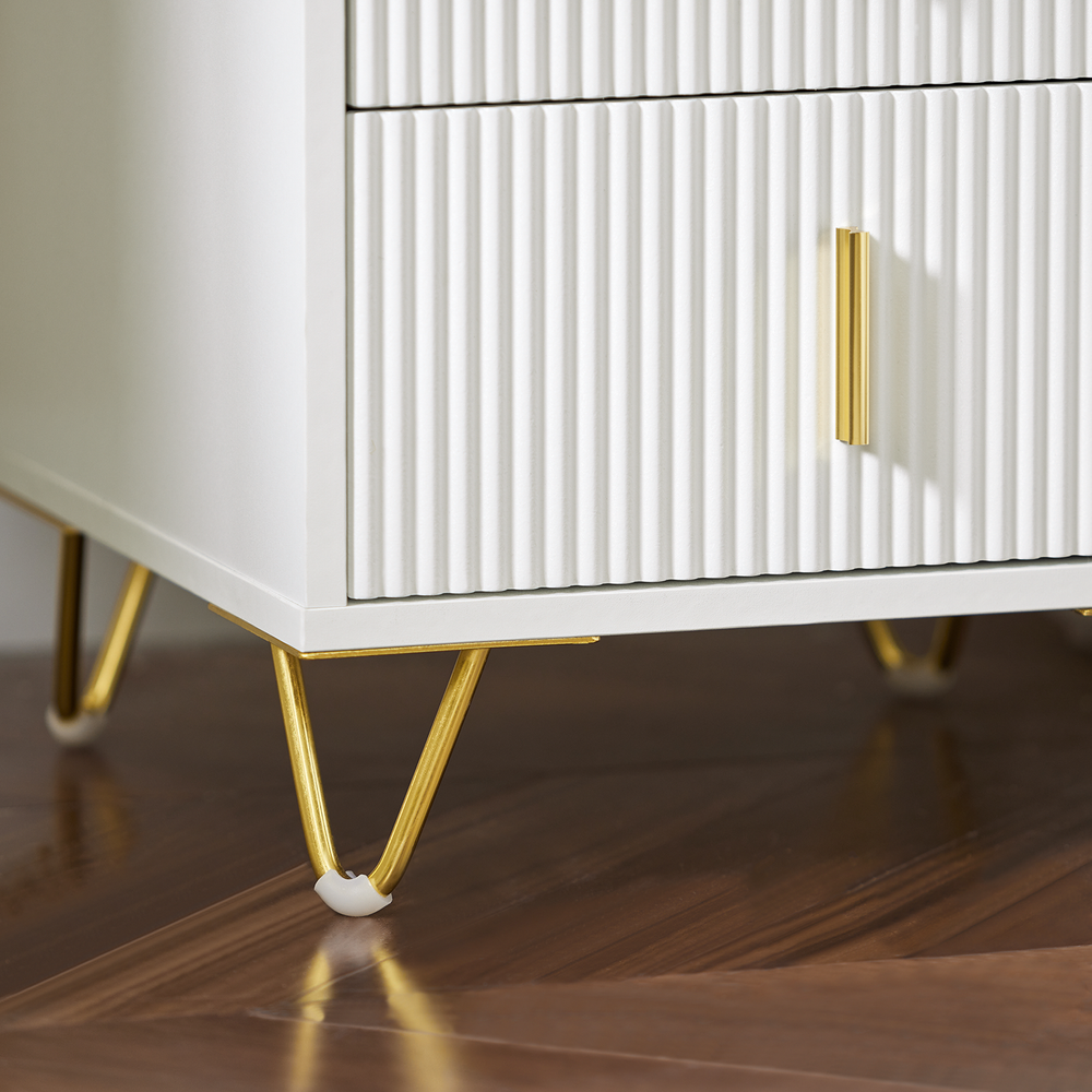 SoBuy Table de chevet avec 2 tiroirs - 40x40x47 cm - Blanc