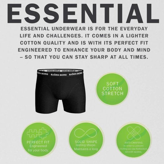 Björn Borg - Caleçon Hommes 3-Pack Boxers Contrast Solids - Noir - Taille XXL