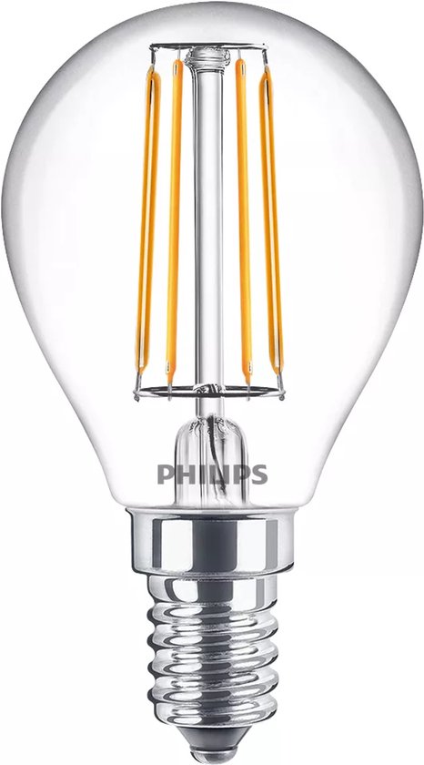 Ampoule LED Philips transparente - 40 W - culot E14 - Lumière blanc chaud ; 2700 K - lot de 6