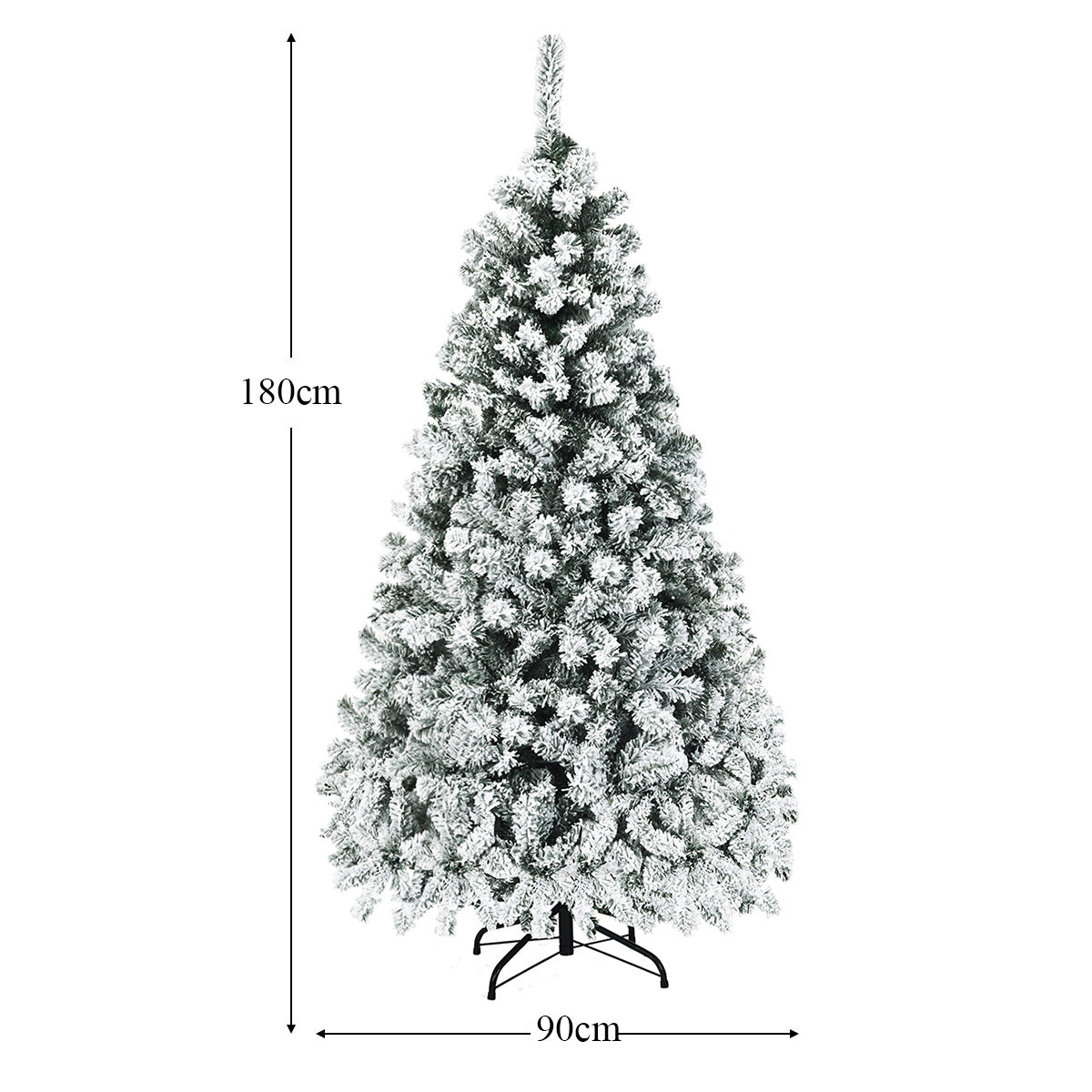 Sapin de Noël - Coast 180 cm- avec neige aiguilles PVC - premium avec lumières LED - blanc vert