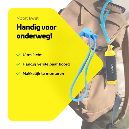 Garpex® Floating Handgrip - Trépied flottant - Universel - Convient à toutes les caméras d'action - Selfie Stick - Comprend une dragonne réglable et une vis papillon