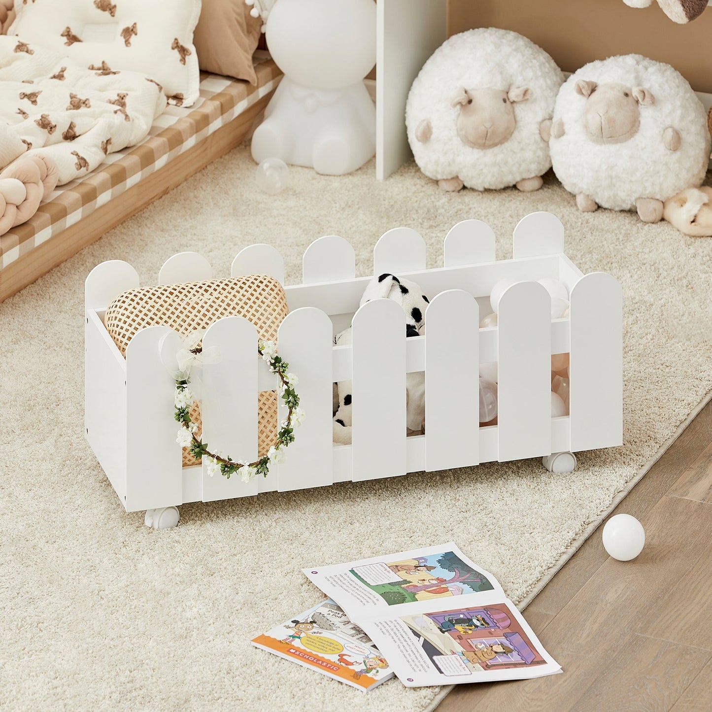 SoBuy Bibliothèque pour enfants - Max. 25 kg - 91 x 30 x 114 cm - Blanc