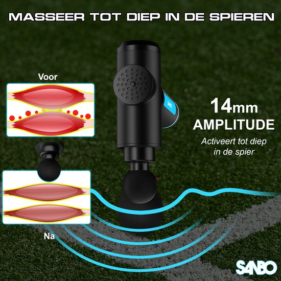 Sanbo Massage Gun - Génération 4 - Avec 8 accessoires et 30 étapes - En collaboration avec les physiothérapeutes - Professionnel - Appareil de massage sportif et de relaxation - Pistolet de massage