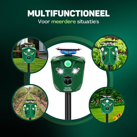 Répulsif Vulpes Goods® - Répulsif à ultrasons pour chats alimenté par énergie solaire - Effraie les chats - Répulsif pour martres - Répulsif pour animaux - Étanche et protection à 360° - Répulsif pour animaux nuisibles - Version PRO