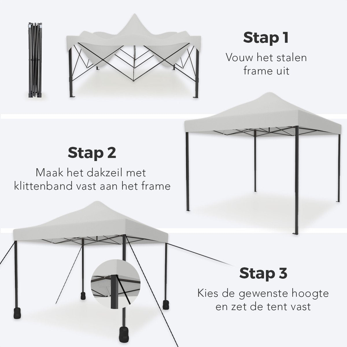 LifeGoods Party tonnelle - Pavillon - 3x3 m - Facile à monter - Pliable - Imperméable - Sac de transport à roulettes - Blanc