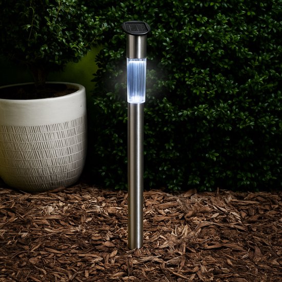 Grundig Solar Garden Lights - Lanterne de jardin à énergie solaire avec boîtier en acier inoxydable - Lampes de jardin solaires IP44 résistantes aux éclaboussures pour l'extérieur
