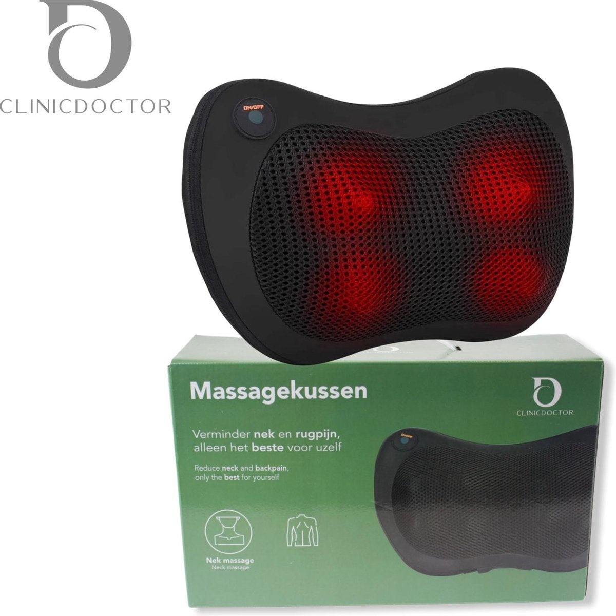 Auronic Coussin de Massage Shiatsu - Appareil électrique pour le cou et le dos - avec fonction chaleur - Noir