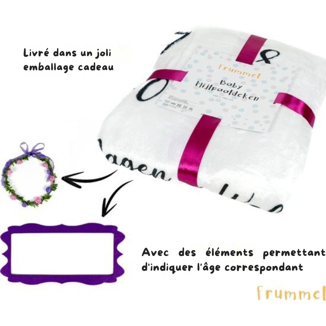 Couverture d'étape pour bébé 'Pink Moon' - Frummel - Cadeau de maternité - 100×150 cm - blanc