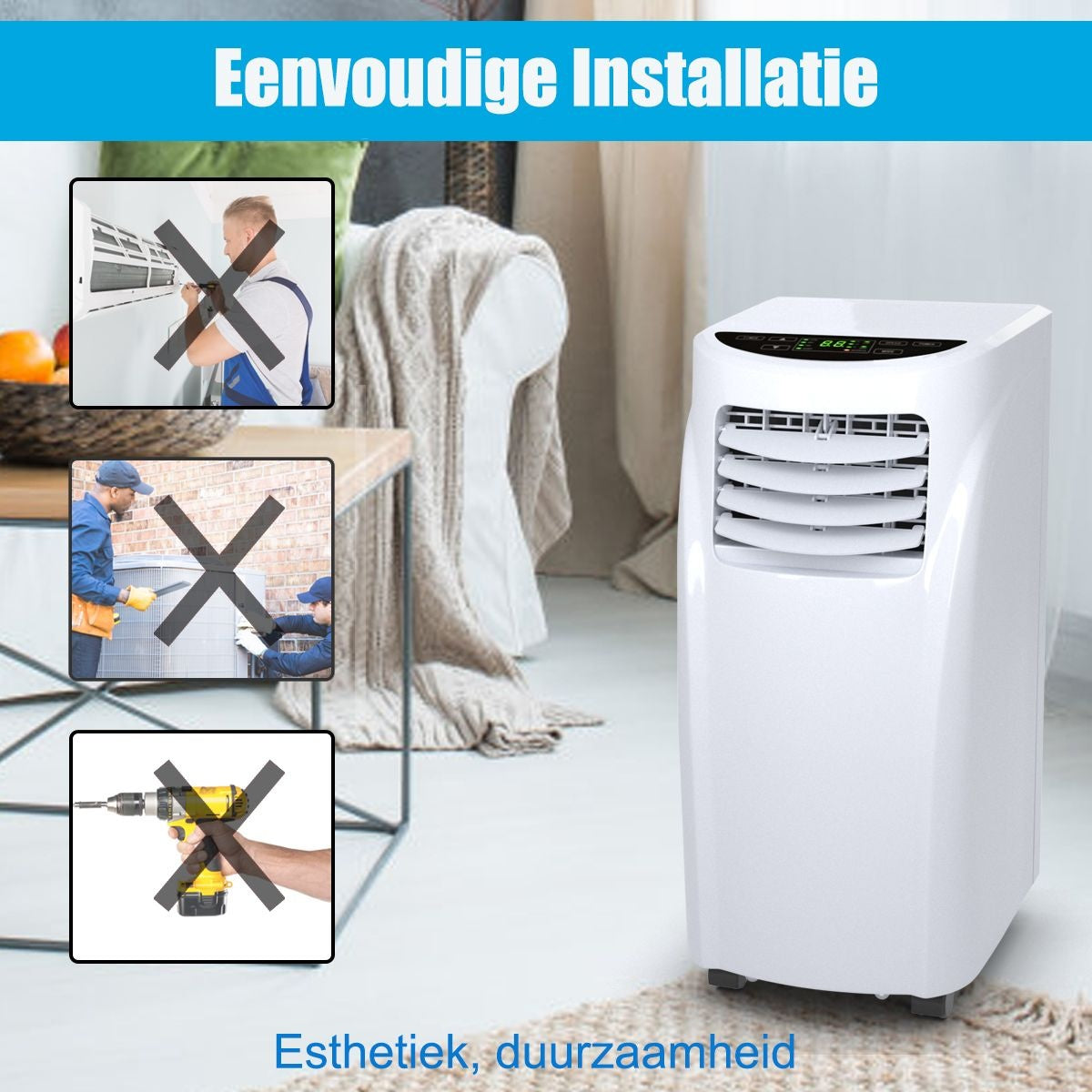 Coast - Climatiseur portable - 7000 BTU, 20 ㎡, télécommande - 32 x 36 x 62,5 cm - plastique - blanc