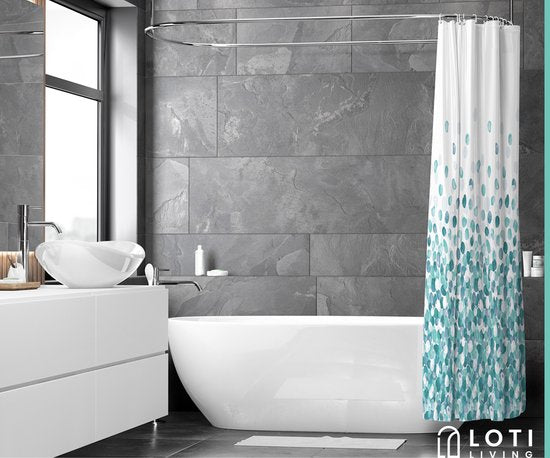 Loti Living Rideau de douche anti-moisissure - Océan - Anneaux inclus - Imperméable - Polyester - Rideau de douche 180x200 cm