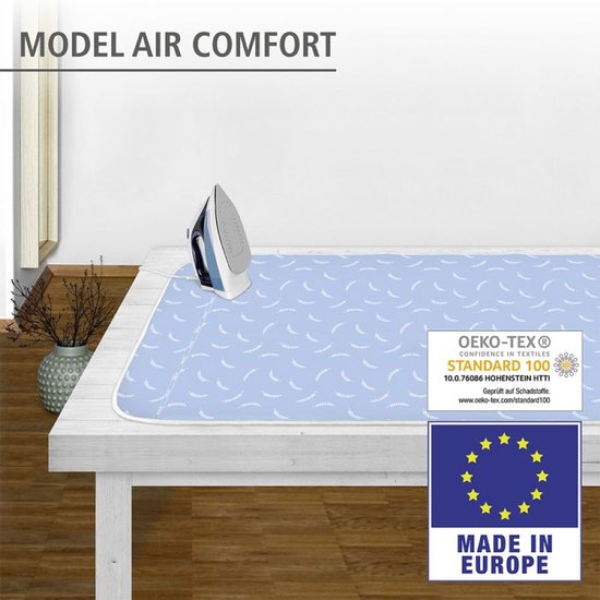 WENKO Air Comfort, tapis de repassage, bleu, à motifs, coton, 1 300 mm, 650 mm