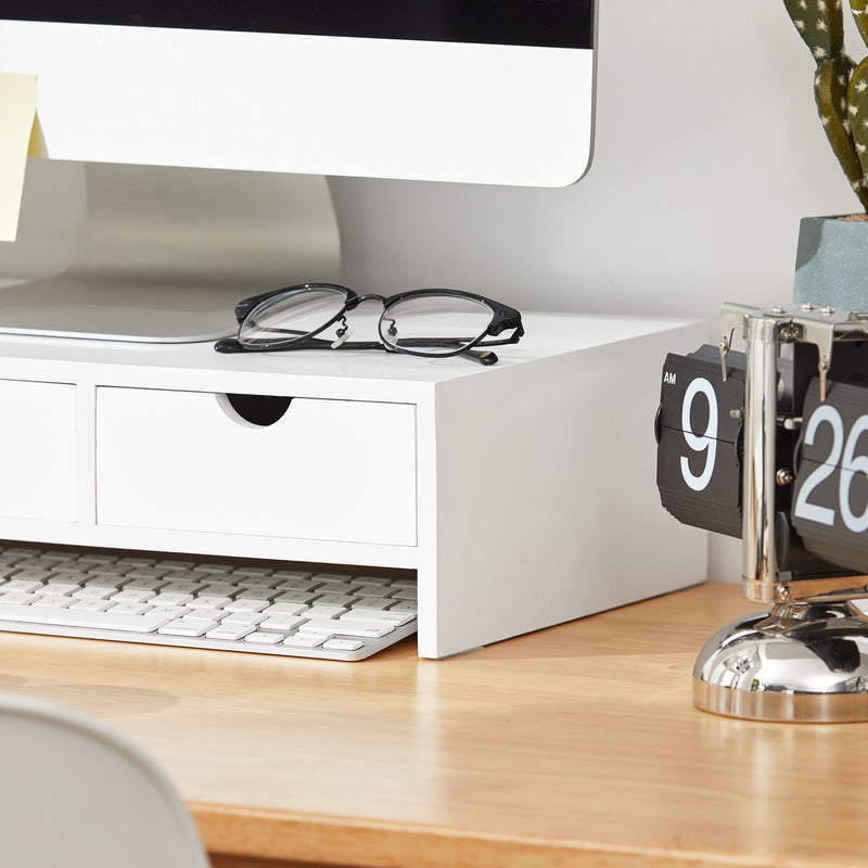 SoBuy BBF03-W Support écran avec 3 tiroirs - 51x25x12 - Blanc